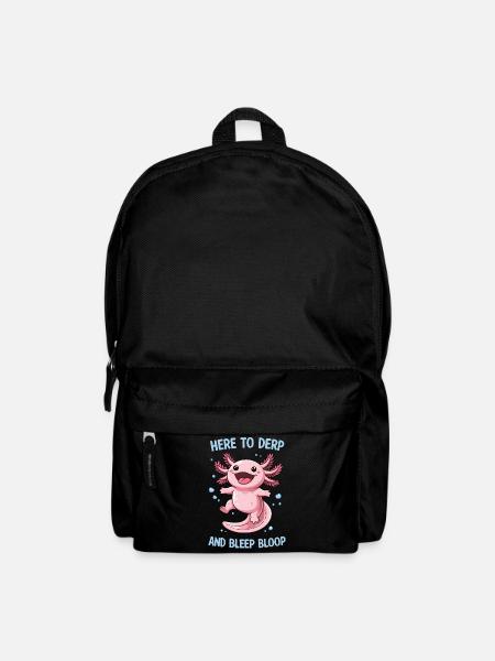 Lustiges Axolotl Meme Motiv - Here to derp and... - Rucksack - Schwarz