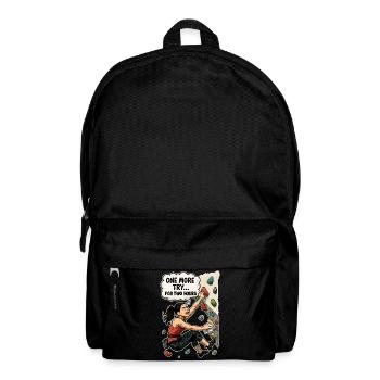 Bouldering Woman Overhang – One More Try Comic - Backpack - black - Front