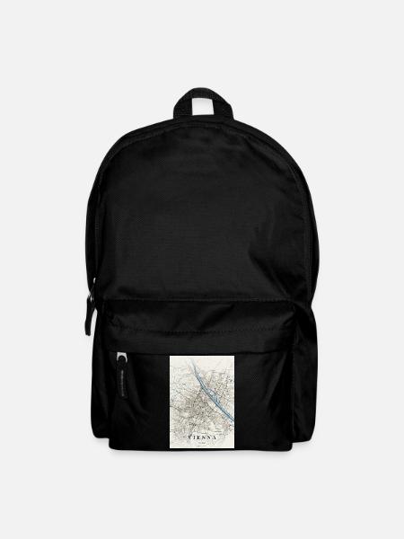 Map of Vienna: Streets and Blue River - Backpack - black
