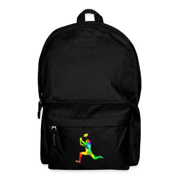 Colorful Rainbow Amarican Football Player Sports - Backpack - black - Front