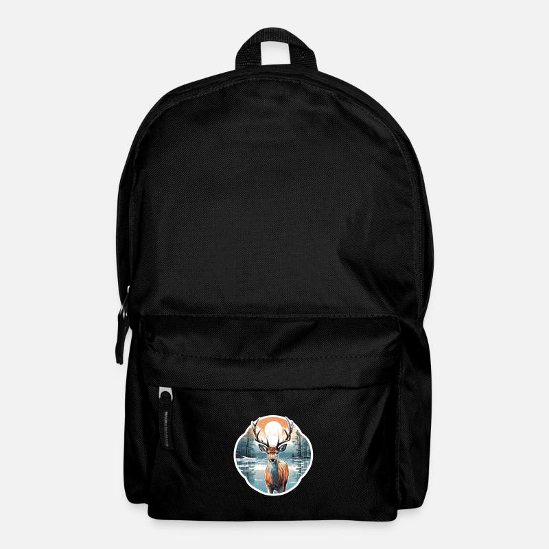 Hirsch in Winterlandschaft - Rucksack - Schwarz