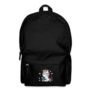 Kawaii Einhorn mit Brille und Buch - Rucksack - Schwarz - Vorne