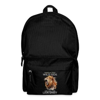 lion, lion head, strong, wild, pride, brave, royal, - Backpack - black - Front