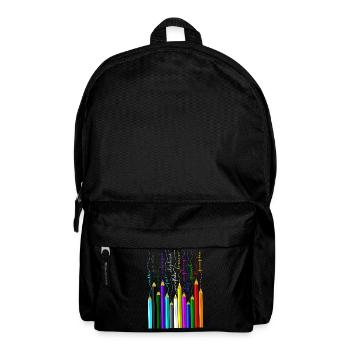 Pencils, colored pencils, wooden pencils, crayons, felt-tip pens - Backpack - black - Front