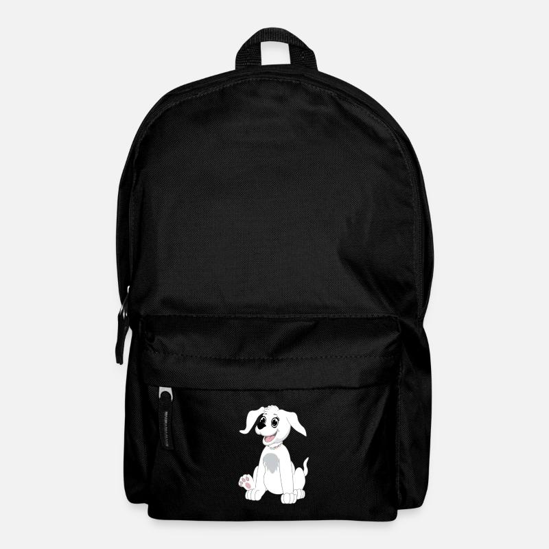 Hund sitzend - weiß - Rucksack - Schwarz