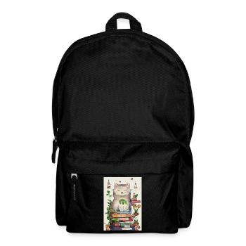 A cuddly cat on a pile of books - Backpack - black - Front