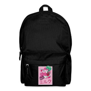 Erbeeren Getränk Japanisch Kawaii Milkshake - Rucksack - Schwarz - Vorne