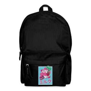 Erbeeren Getränk Japanisch Kawaii Milkshake - Rucksack - Schwarz - Vorne