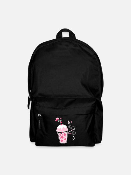 Erdbeermilch, Japanisch, Kawaii, Strawberry Milk - Rucksack - Schwarz