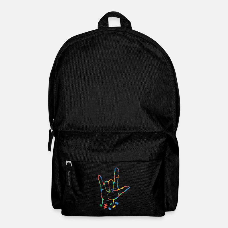 Autismus Buntes Puzzle ASL Handzeichensprache - Rucksack - Schwarz