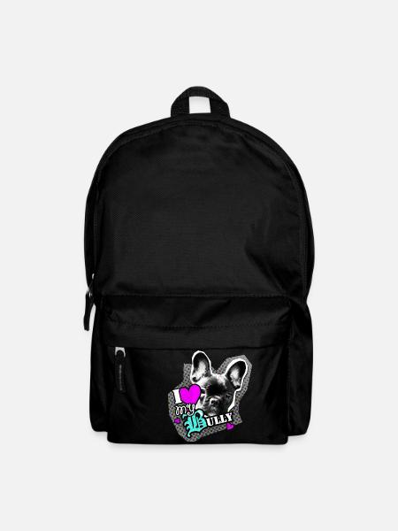 Bully - französische Bulldogge - Love - Rucksack - Schwarz