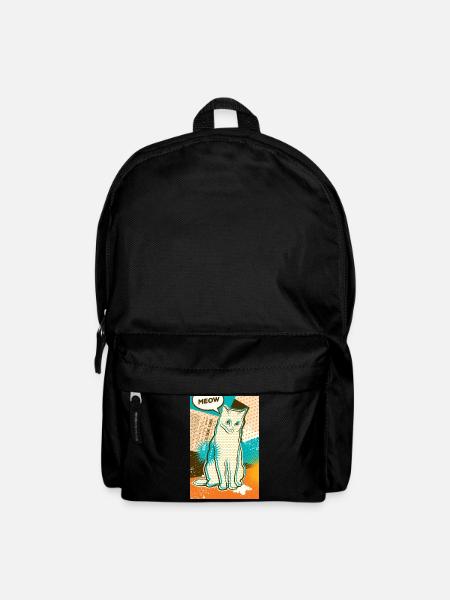Chat MEOW, pop art, collage - Sac à dos - noir