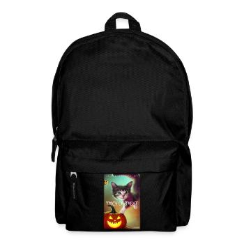 Halloween crazy cat pumpkin - Backpack - black - Front