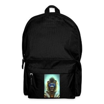 Lion Big Cat Cyber Neon Punk Future Sci-Fi - Backpack - black - Front