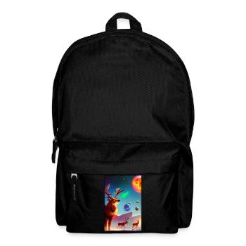 Reindeer Christmas Space Galaxy Universe Map - Backpack - black - Front