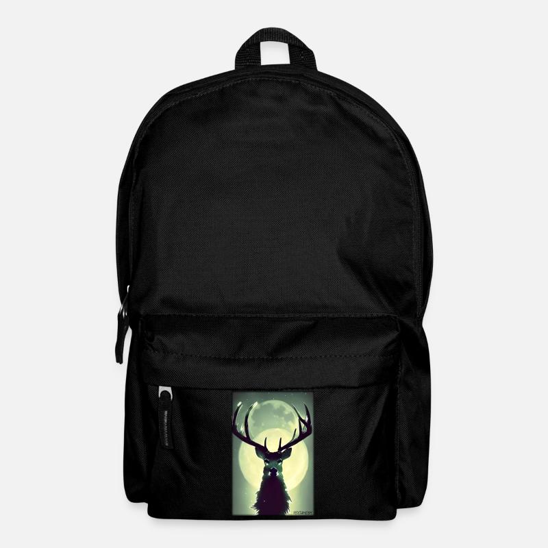 Hirsch Mond Mondlicht Wald Winter Schnee Waldtier - Rucksack - Schwarz