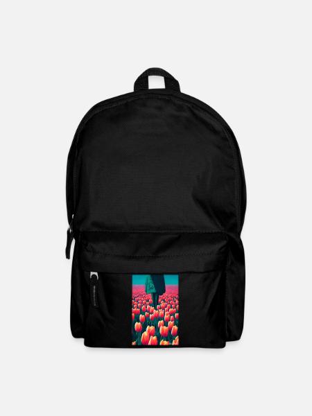 Tulip Lily Family Flower Spring Meadow Green - Backpack - black