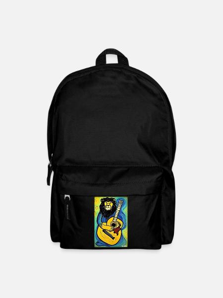 Lion Guitar Wildlife Musician Big Cat Zoo Nature - Backpack - black