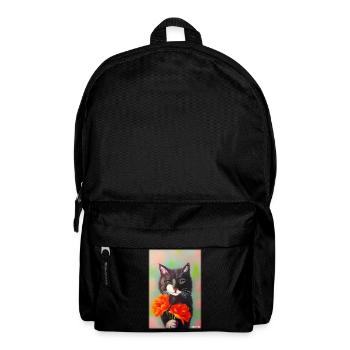 Cat Flower Nature Flowering Garden Cat Love Cat - Backpack - black - Front
