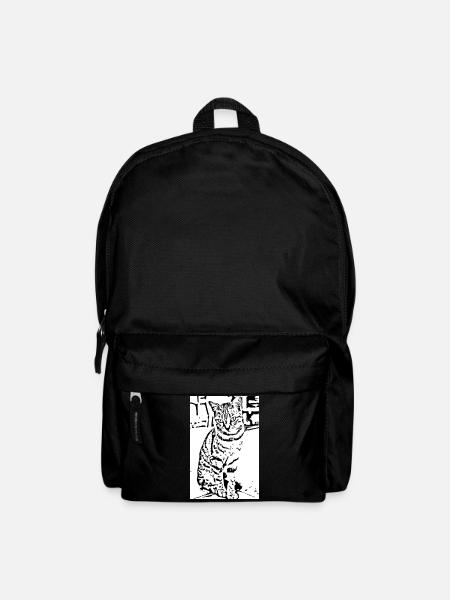 Katze schwarzweiß Katzenshirt Geschenk - Rucksack - Schwarz