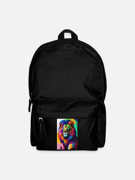 lion coloré - Sac à dos - noir