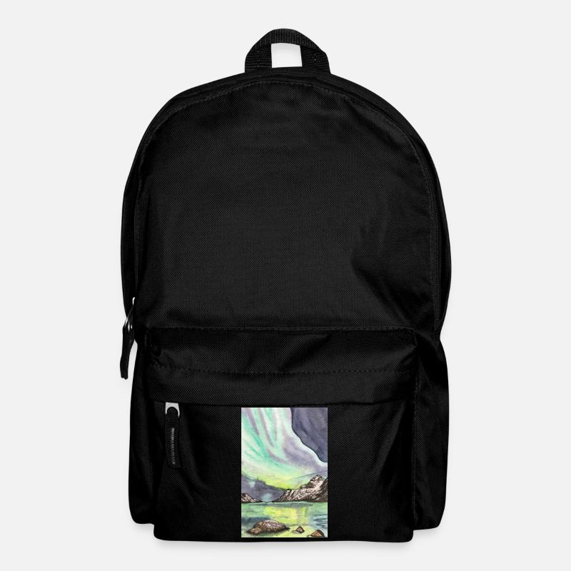 Norway Northern Lights Night Scandinavia Lofoten - Backpack - black