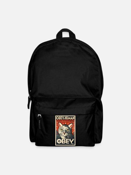 Obey Human affiche de propagande chat autoritaire - Sac à dos - noir