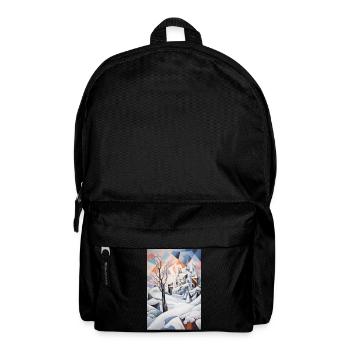 Verschneite Landschaft im geometrischen Stil - Rucksack - Schwarz - Vorne