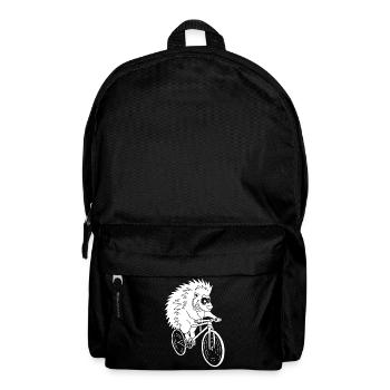 White hedgehog on a bike - Backpack - black - Front