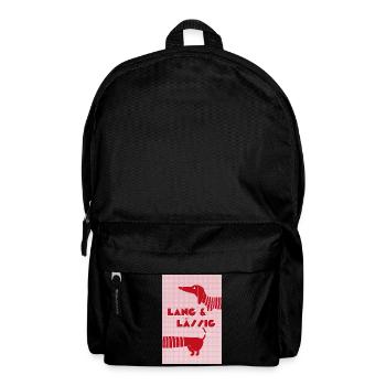 Dackel lang & lässig rot-rosa, Retro-Style - Rucksack - Schwarz - Vorne