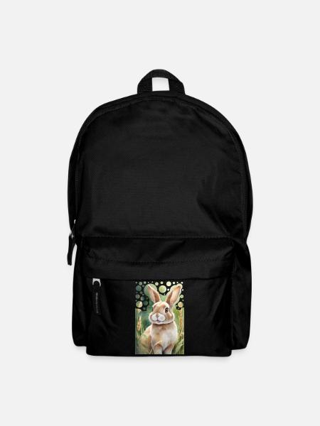 Kuschelhase auf der Wiese moderner Stil Malerei - Rucksack - Schwarz