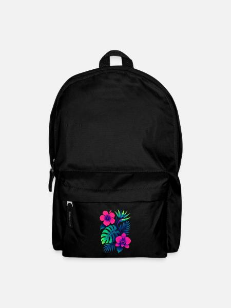 Tropische Blumenpracht – Exotische Hibiskus & Mons - Rucksack - Schwarz
