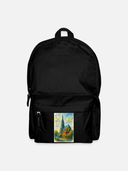 Gothische Kirche im impressionistischen Stil - Rucksack - Schwarz
