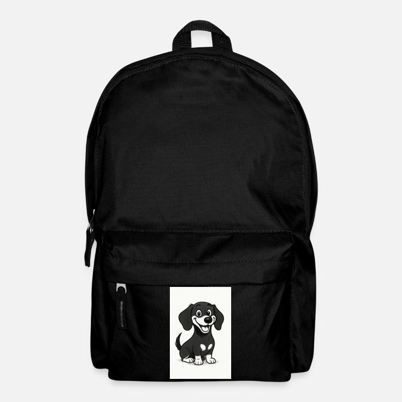 Happy dachshund black and white - Backpack - black