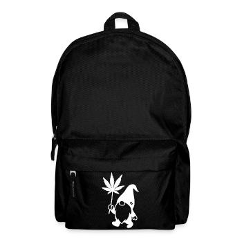 Lustiger Zwerg/Wichtel mit Hanfblatt-Ballon - Rucksack - Schwarz - Vorne