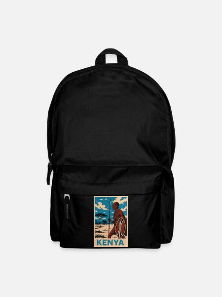 Kenya Maasai Warrior Nature Illustration - Rucksack - Schwarz