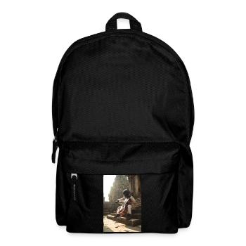 Astronaut Playing Cello on Ancient Steps - Backpack - black - Front
