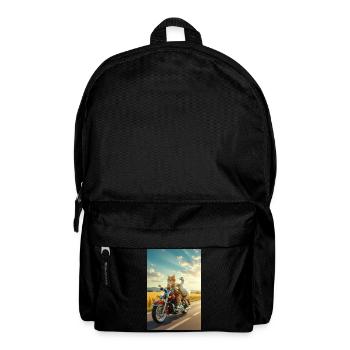 Katze und Gans auf einem Motorrad - Rucksack - Schwarz - Vorne