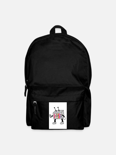 Bunter TV-Roboter - Rucksack - Schwarz
