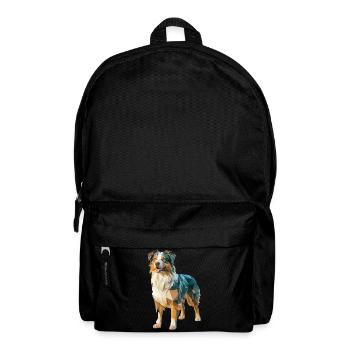 Australian Shepherd - Cooles Low Poly Logo - Rucksack - Schwarz - Vorne