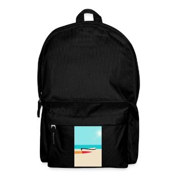Boot am Strand – Sommer Sonne Meer - Rucksack - Schwarz - Vorne