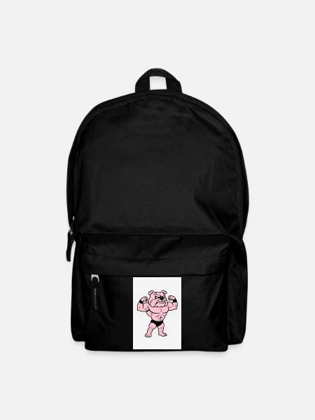 Pink Muscle Bulldog Pose - Backpack - black
