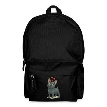 Bouledogue amoureux Dessin animé Coeurs - Sac à dos - noir - Devant