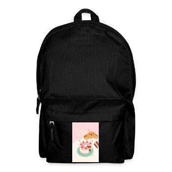 Cute Dog Birthday Cake - Backpack - black - Front