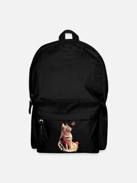 Katze und Schmetterling - Rucksack - Schwarz