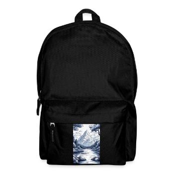 Illustration einer Gebirgslandschaft - Rucksack - Schwarz - Vorne