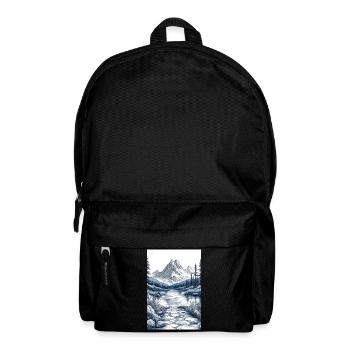 Illustration einer Gebirgslandschaft - Rucksack - Schwarz - Vorne