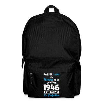 Anniversaire 80 ans - Né en Janvier 1946 - Sac à dos - noir - Devant