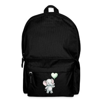 Elefant mit Herzballon - Rucksack - Schwarz - Vorne