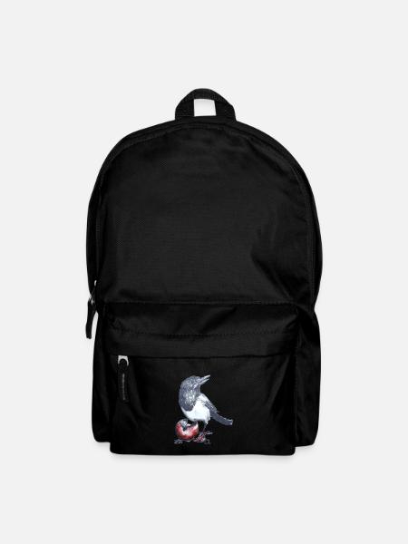 Magpie with Christmas ball - Backpack - black